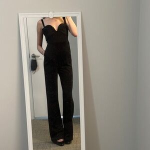 black satin corset jumpsuit